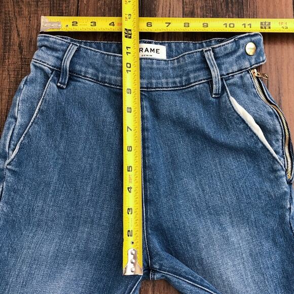 Frame Denim Flounce Flare Jean Crop High Rise Size 24 Copeland Blue Medium Wash - Picture 12 of 16